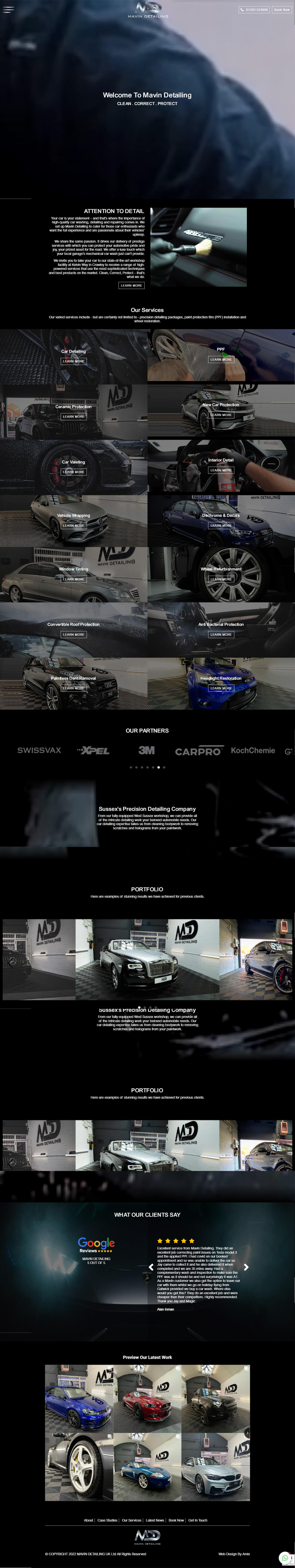 Mavin Detailing Website Screenshots
